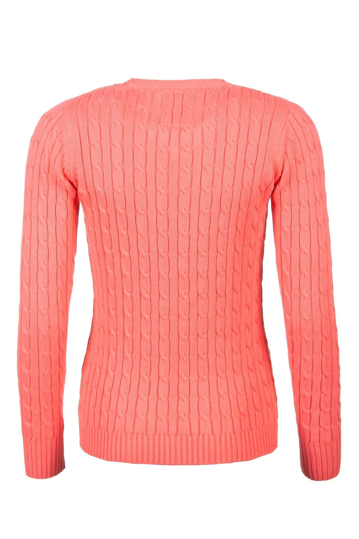 Ladies Cable Knit V Neck Jumper
