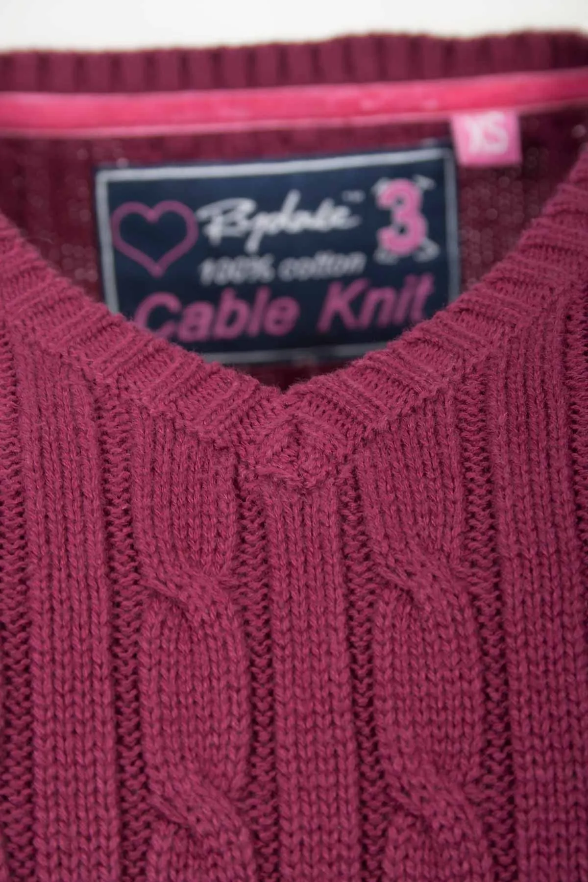 Ladies Cable Knit V Neck Jumper