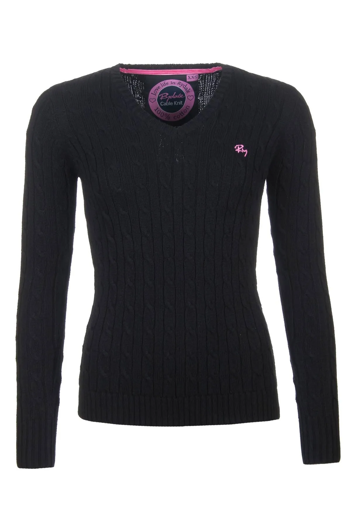 Ladies Cable Knit V Neck Jumper