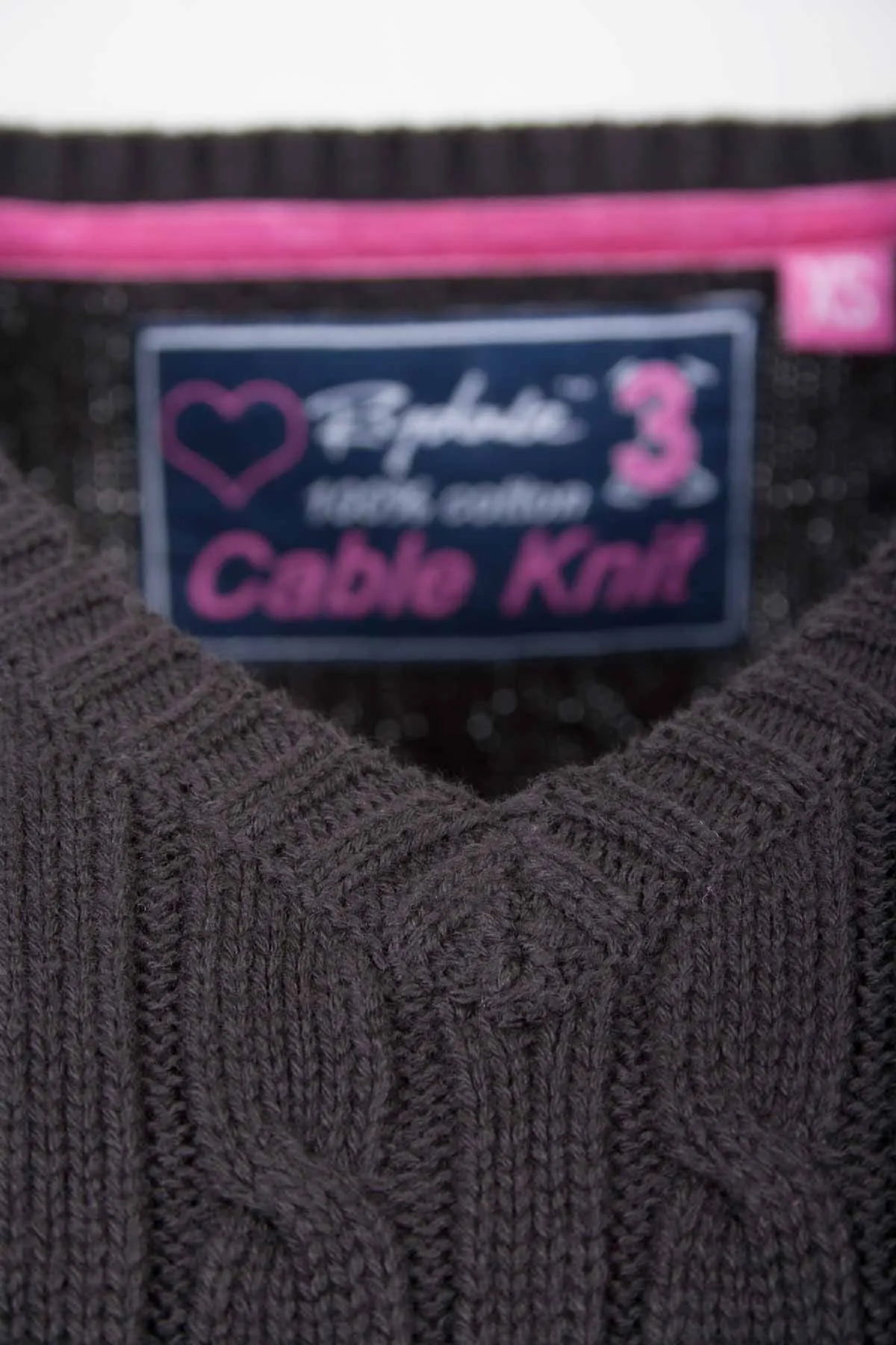 Ladies Cable Knit V Neck Jumper