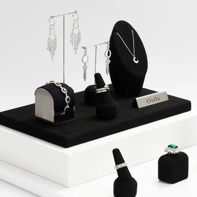 Luxury Black Microfiber Jewelry Display Set TT100