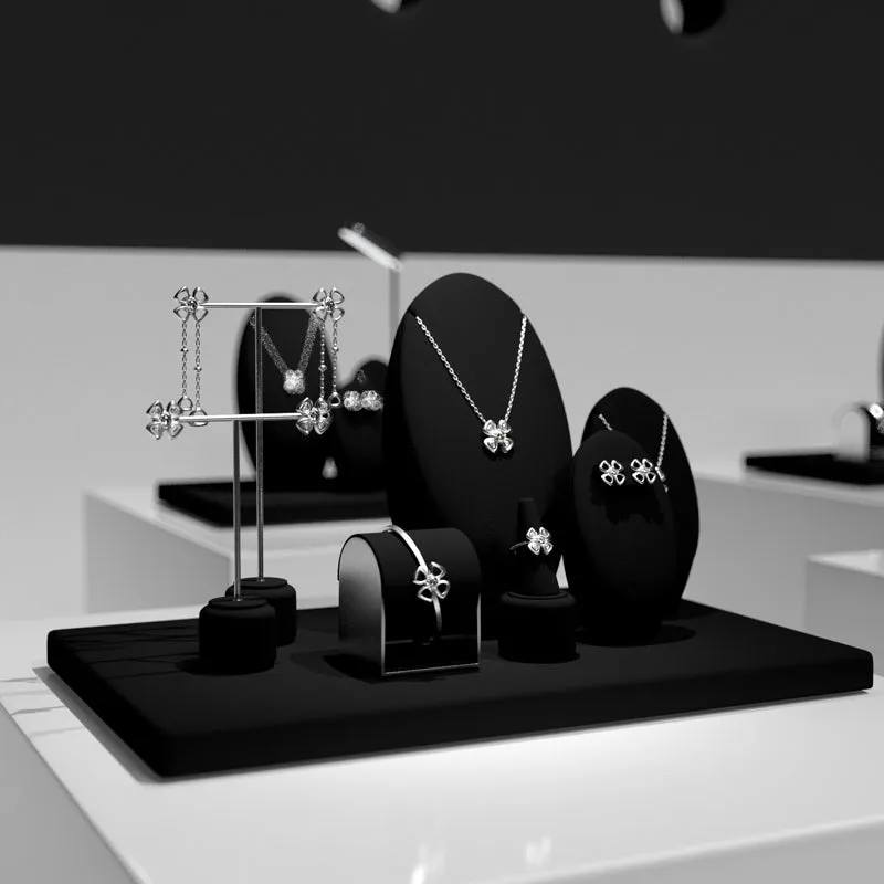 Luxury Black Microfiber Jewelry Display Set TT100