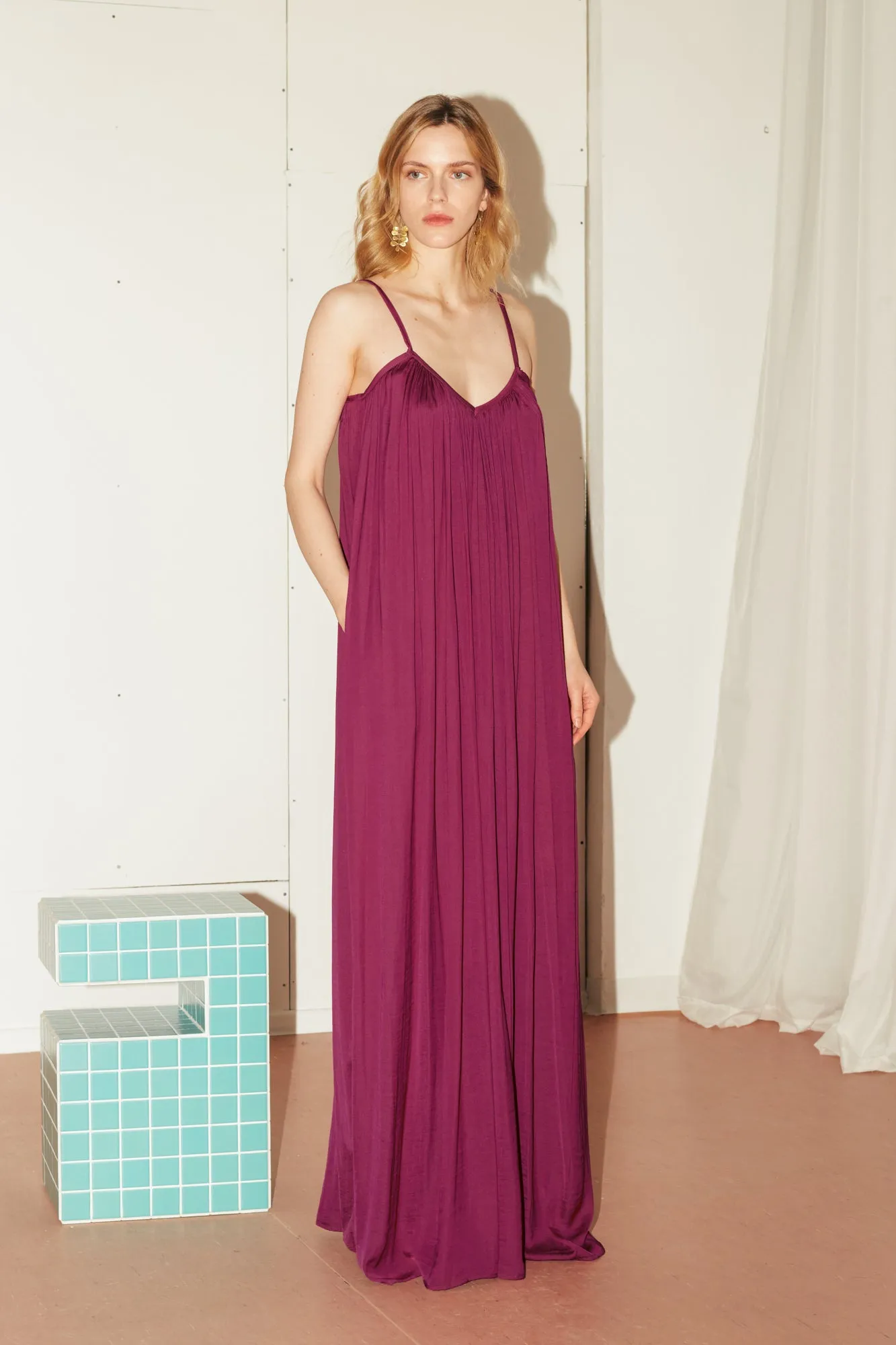 MEFYA flowing pink bridesmaid dress