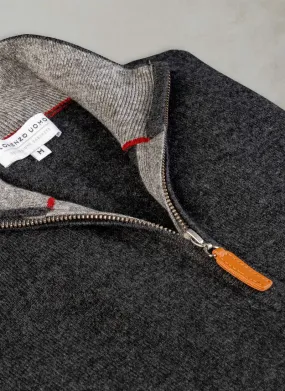 Men's Madison Quarter Zip Cashmere Sweater in Heather Dark Grey
