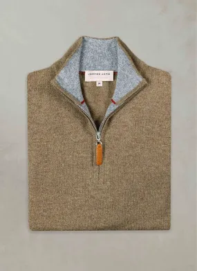 Men's Madison Quarter Zip Cashmere Sweater in Light Olive