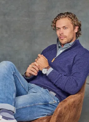 Men's Madison Quarter Zip Cashmere Sweater in Navy