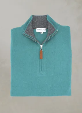 Men's Madison Quarter Zip Cashmere Sweater in Pond Blue