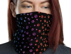Multi Color Hearts ‘n Paws Black, Neon Violet, Pink, Red, Green, Blue Gradient Colors Dog Cat  Prints & HeartsNeck Gaiter, Bandanas, Scarves- US Fast Shipping