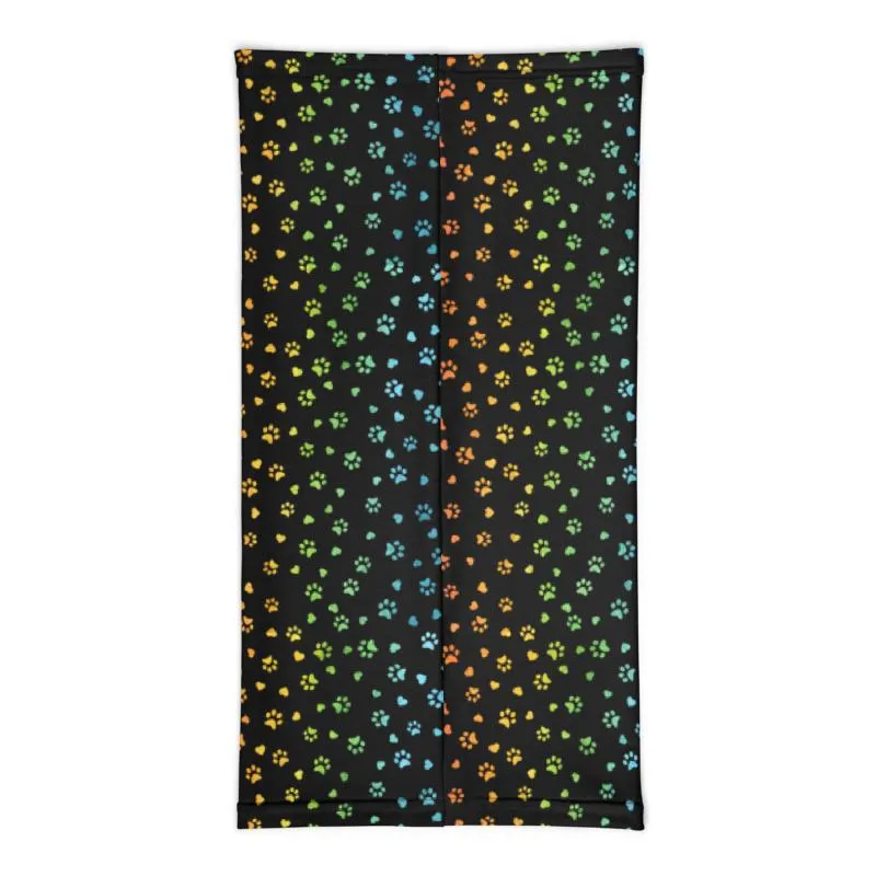 Multi Color Hearts ‘n Paws Black, Neon Violet, Pink, Red, Green, Blue Gradient Colors Dog Cat  Prints & HeartsNeck Gaiter, Bandanas, Scarves- US Fast Shipping
