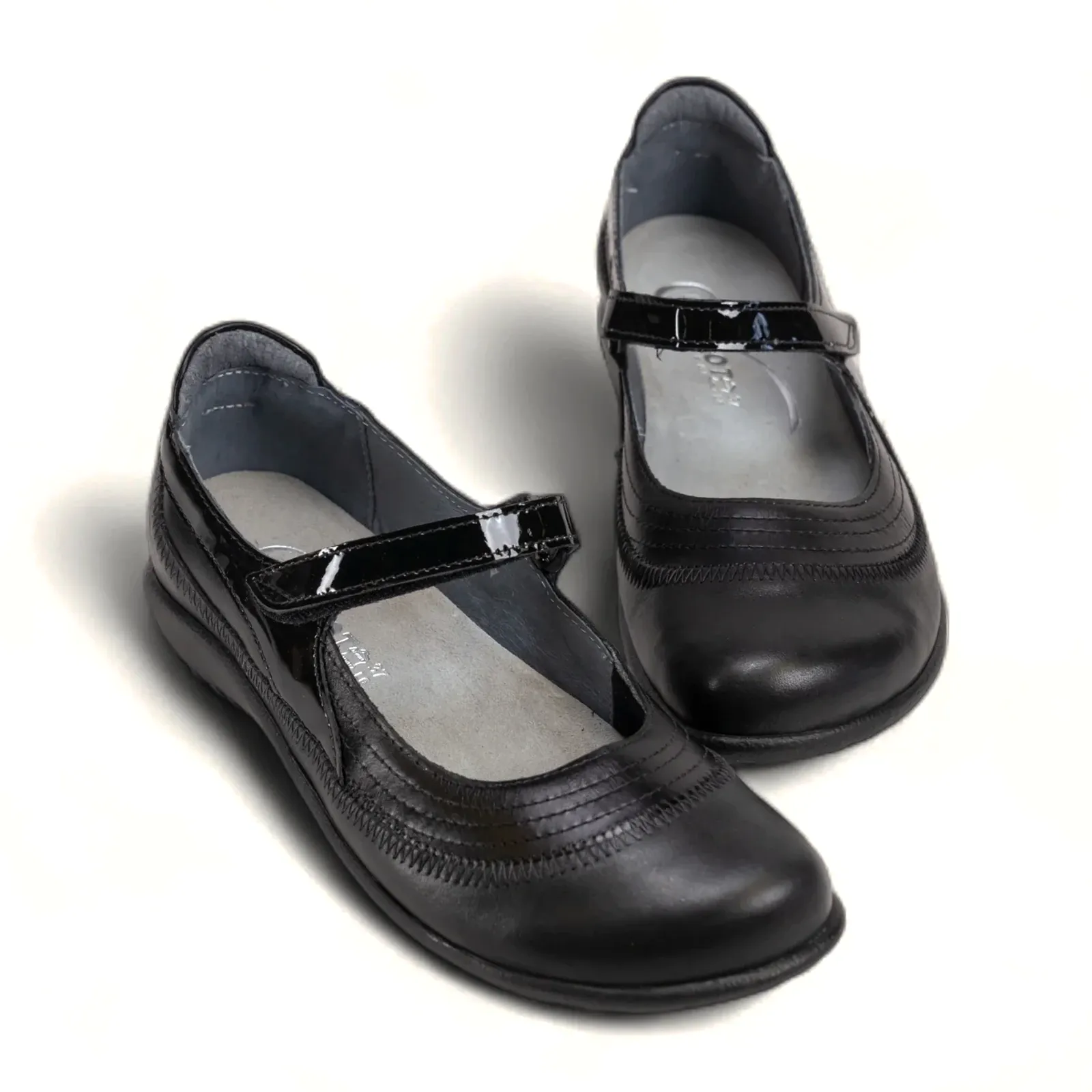 Naot Kirei Mary Jane (Women) - Shiny Black/Black Patent/Black Madras