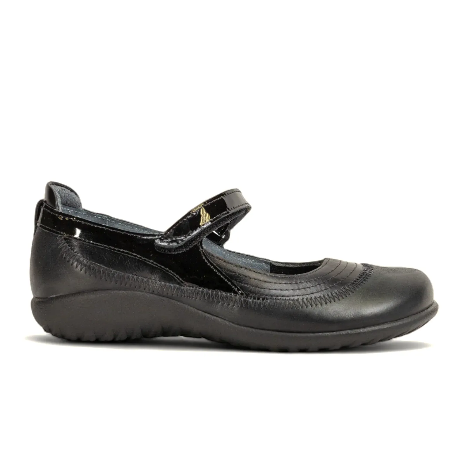 Naot Kirei Mary Jane (Women) - Shiny Black/Black Patent/Black Madras