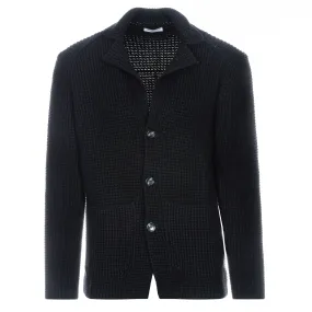 Navy Blue Wool-Cashmere Sakko Sweater Jacket - Phil Petter