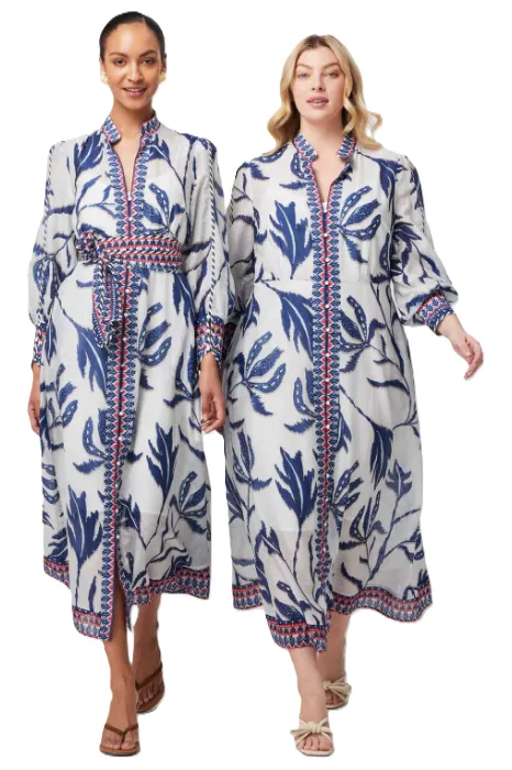 ONCE WAS TIERRA COTTON SILK DRESS - PALM SHADOW