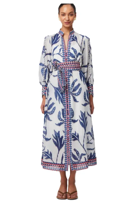 ONCE WAS TIERRA COTTON SILK DRESS - PALM SHADOW