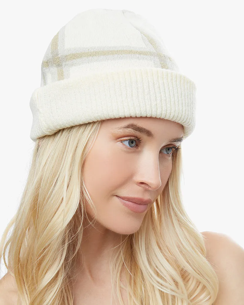 Oversized Plaid Beanie
