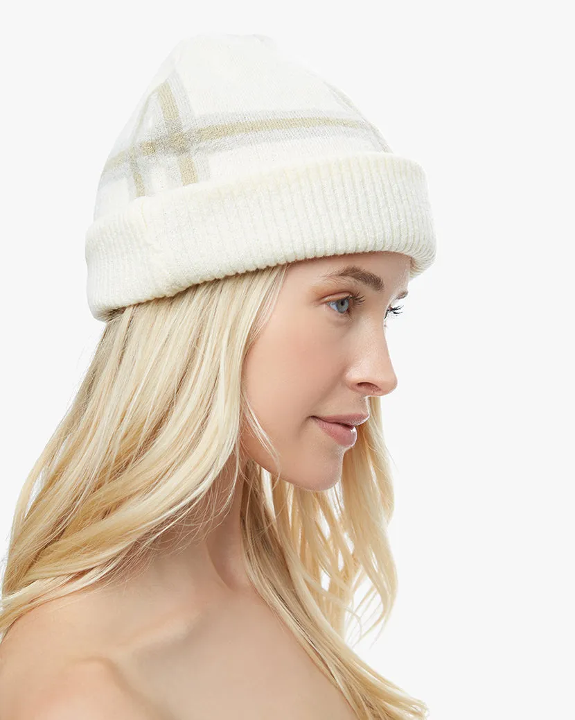 Oversized Plaid Beanie