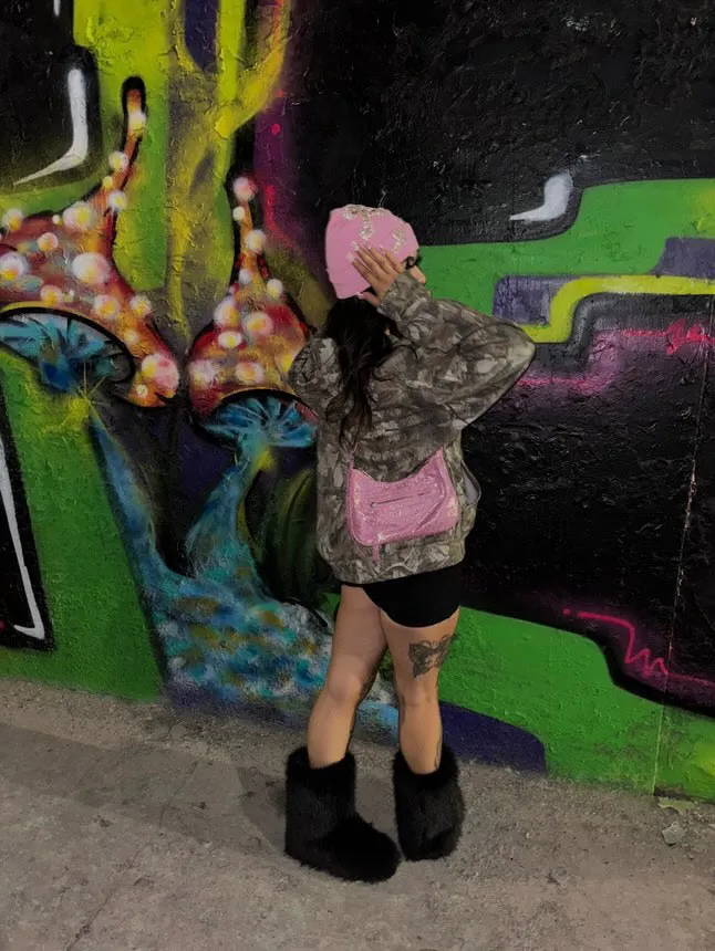 Pink Cross Knit Beanie