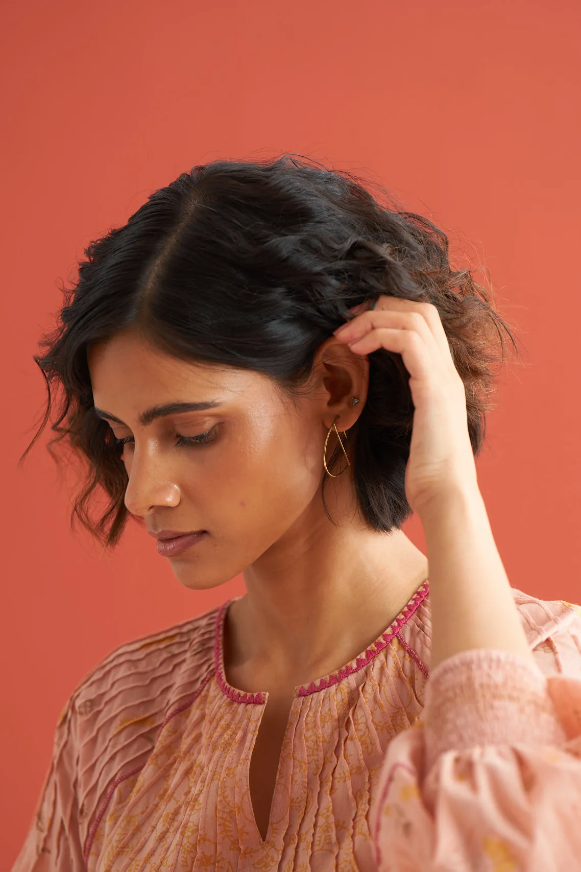 Plume Radiating pintuck hand block printed kurta