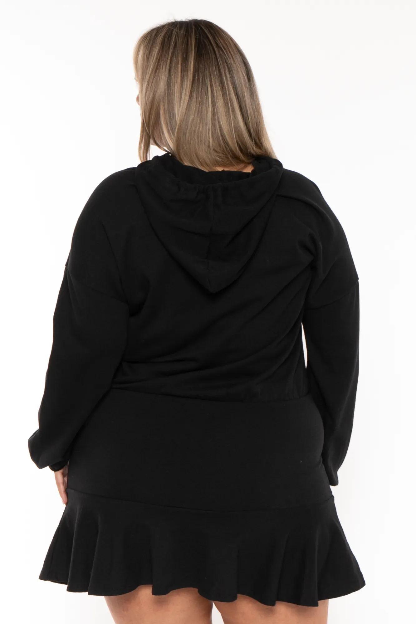 Plus Size Tracie Hoodie Mini Dress - Black