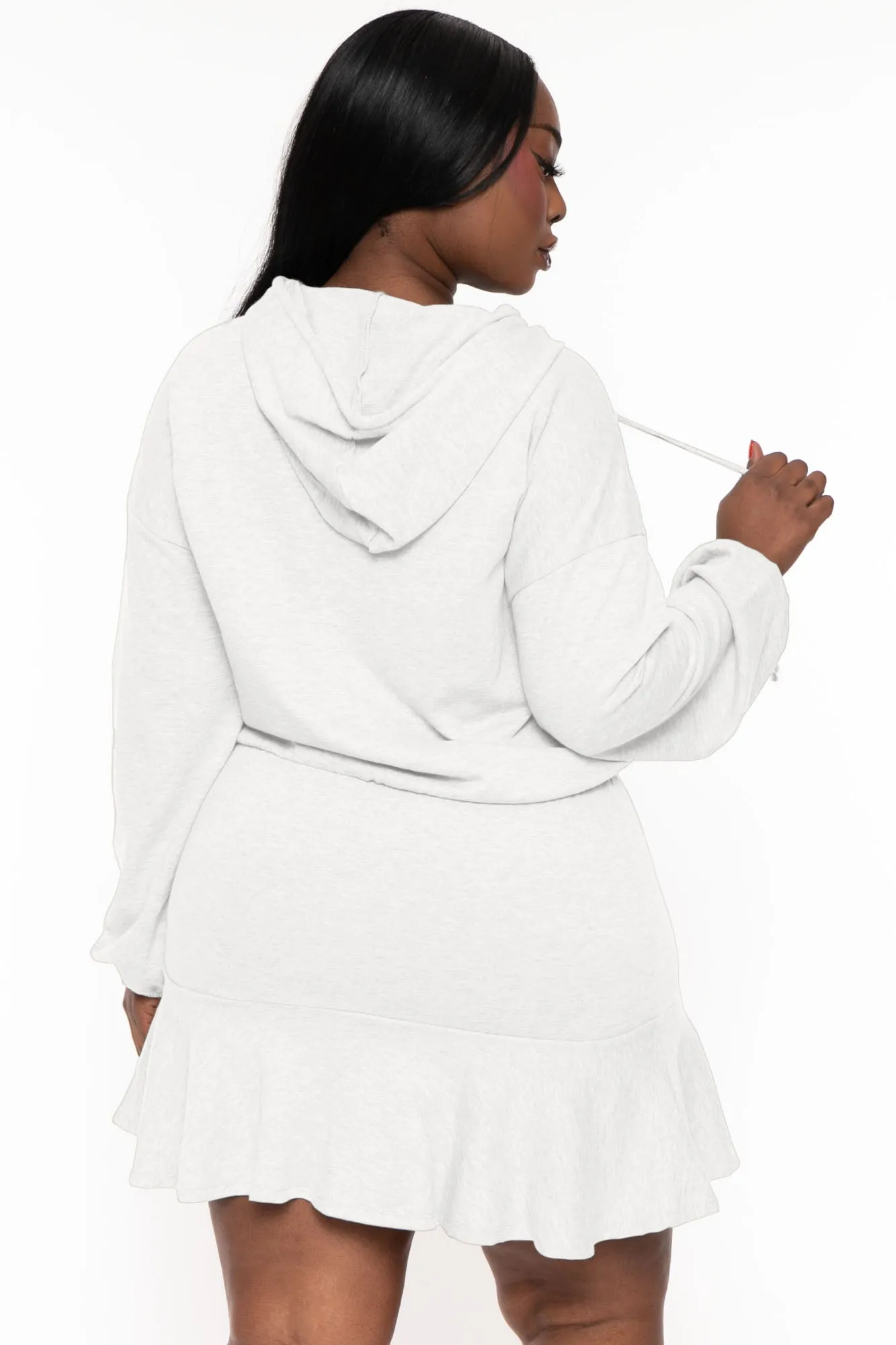 Plus Size Tracie Hoodie  Mini  Dress - Cream
