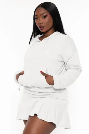 Plus Size Tracie Hoodie  Mini  Dress - Cream