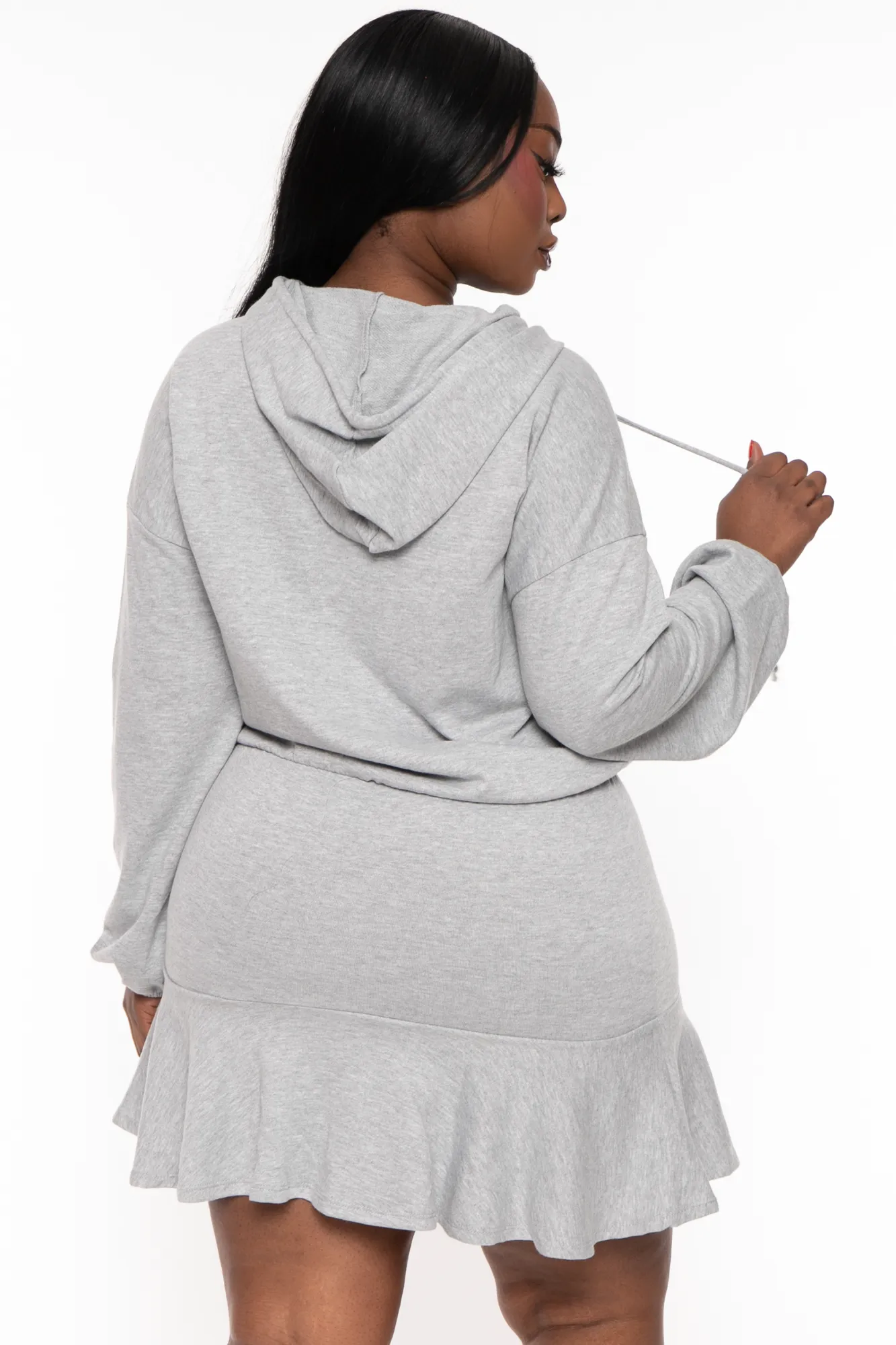 Plus Size Tracie Hoodie Mini Dress - Heather Grey