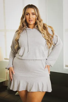 Plus Size Tracie Hoodie Mini Dress - Heather Grey