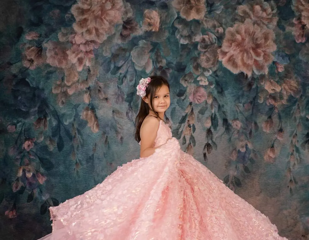 RETIRED RENTAL EUC "Floral Jubilee" Pink -  Floor long Length Dress - ( 6 Year - Petite 9 Year)