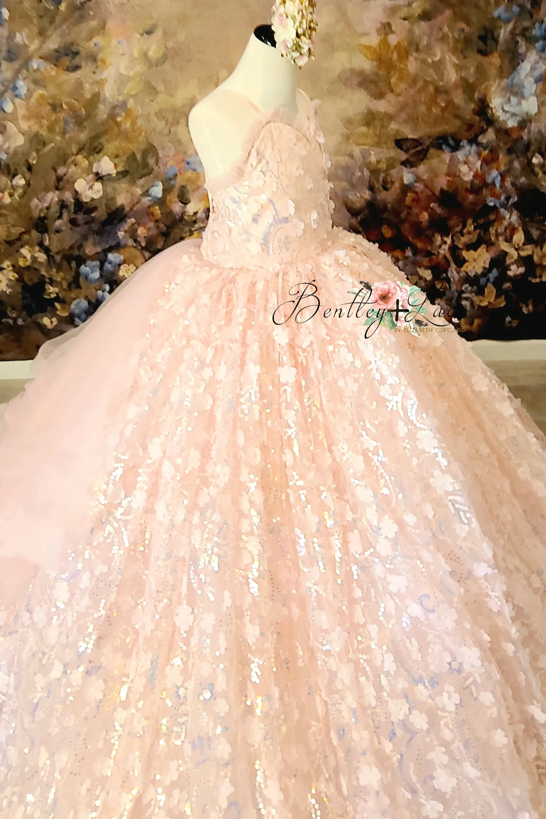 RETIRED RENTAL EUC "Floral Jubilee" Pink -  Floor long Length Dress - ( 6 Year - Petite 9 Year)