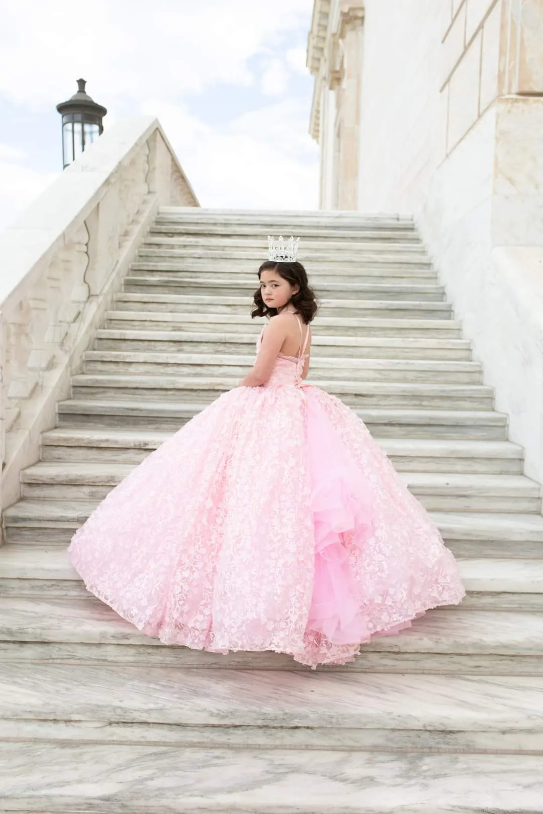 RETIRED RENTAL EUC "Floral Jubilee" Pink -  Floor long Length Dress - ( 6 Year - Petite 9 Year)