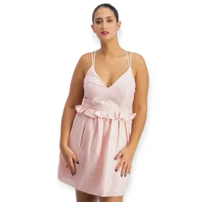 Rose Pink Strappy Peplum Mini Dress