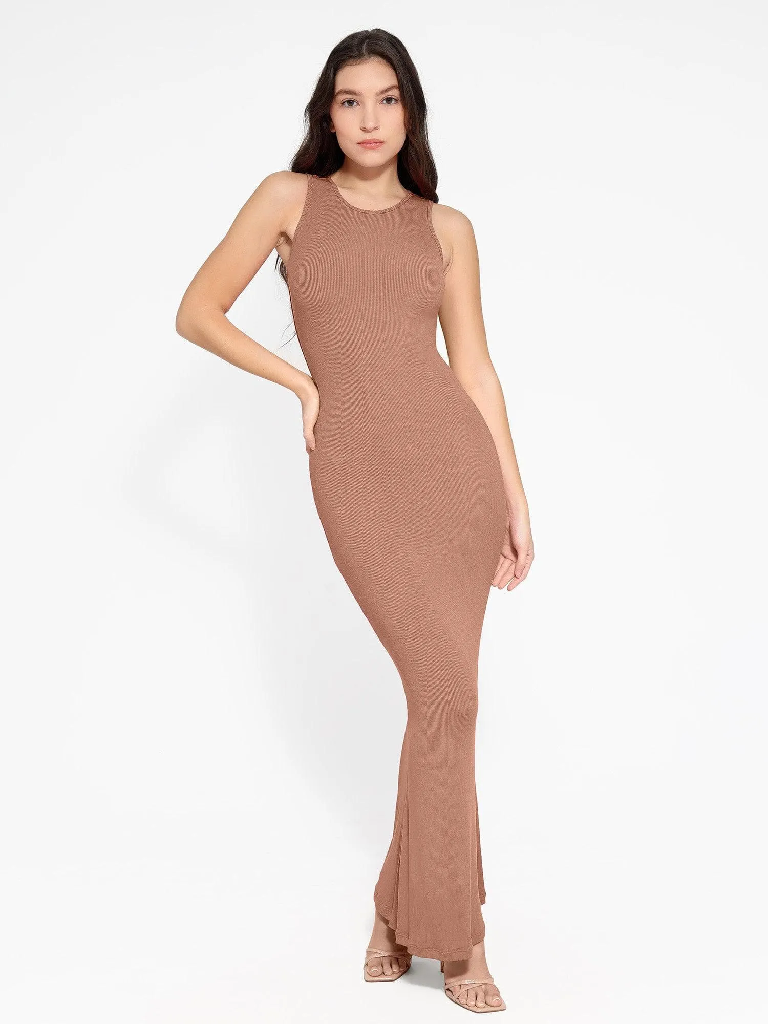 Shapewear Modal Sleeveless Crew Neck Slimming Maxi Dress
