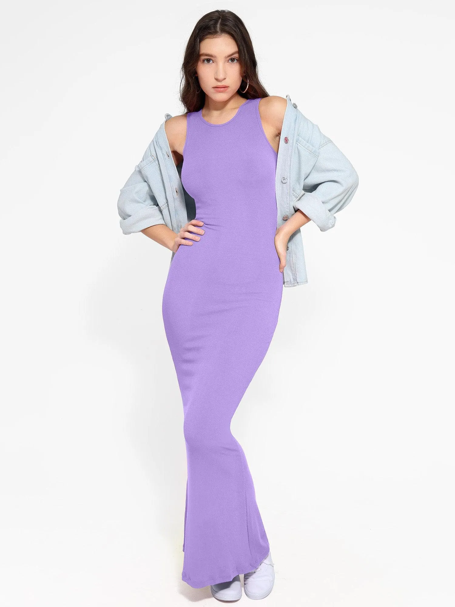 Shapewear Modal Sleeveless Crew Neck Slimming Maxi Dress