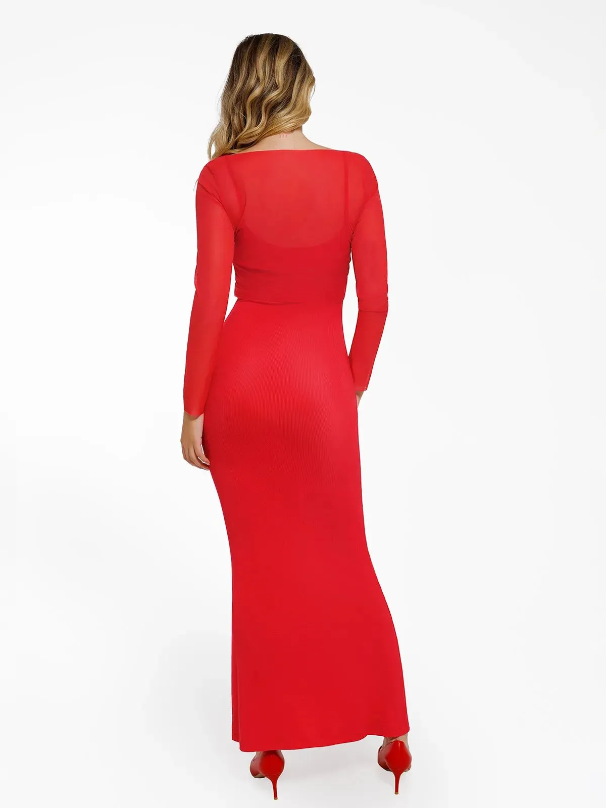 Shapewear Slip Dress Mesh Top Set