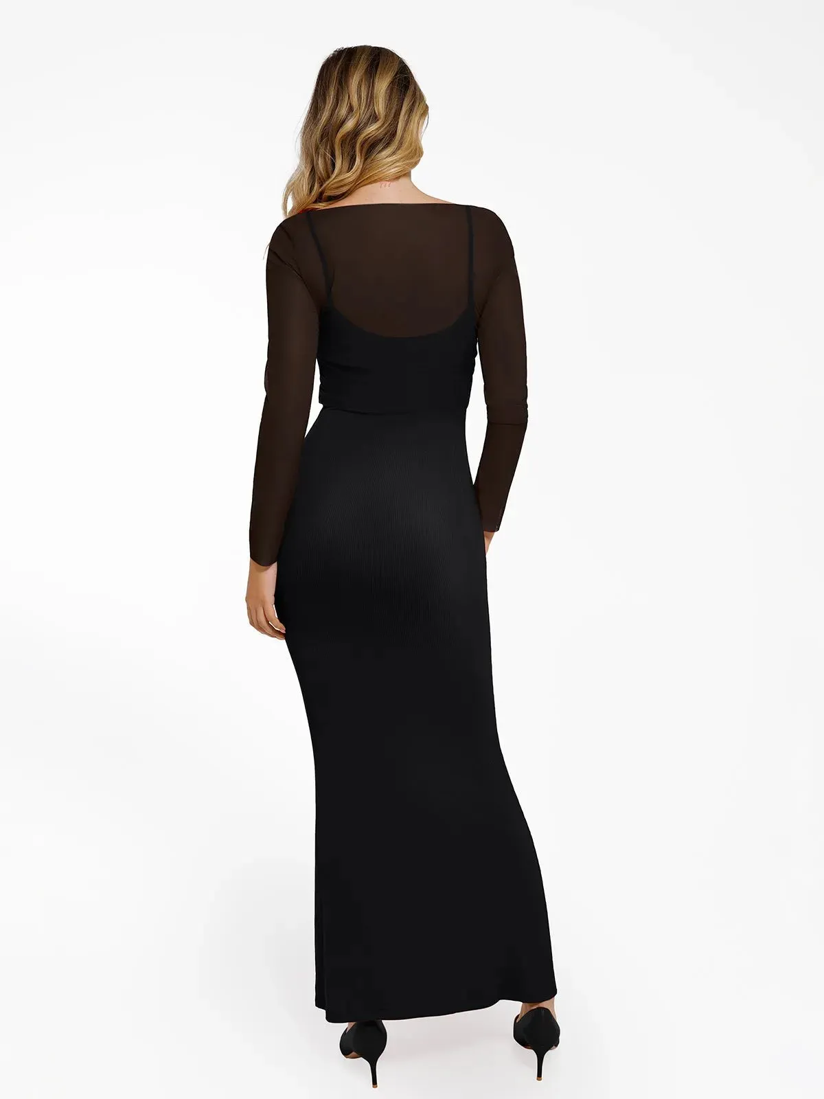 Shapewear Slip Dress Mesh Top Set
