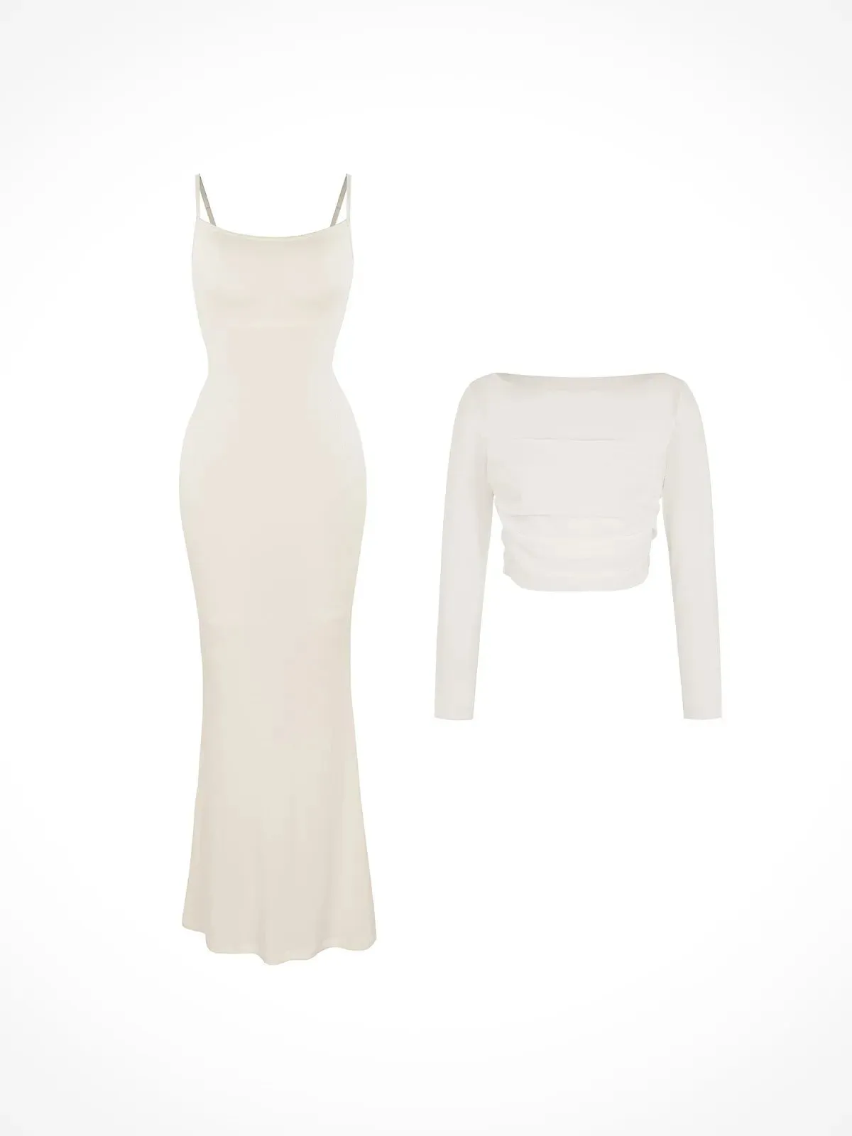 Shapewear Slip Dress Mesh Top Set