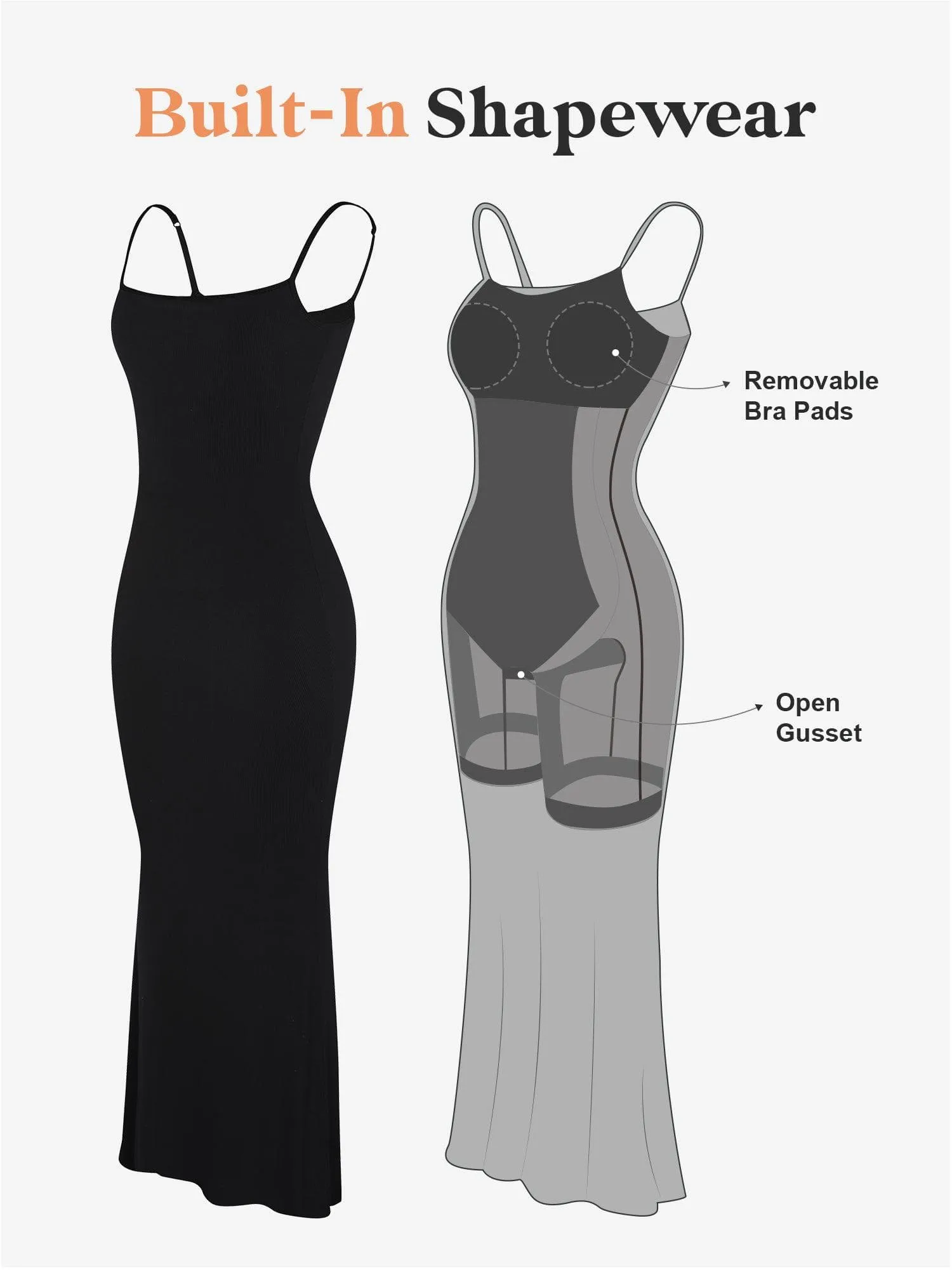 Shapewear Slip Dress Mesh Top Set