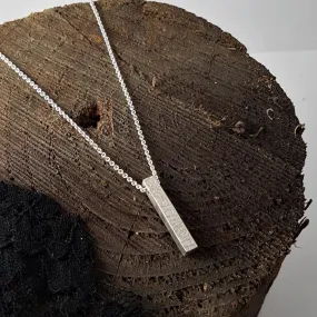 Silver Textured Bar Necklace