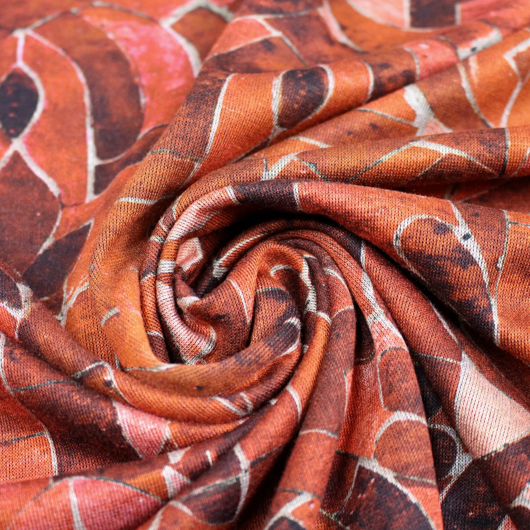 'stonework' drapey viscose blend doubleknit, Oeko-Tex cert.- spice