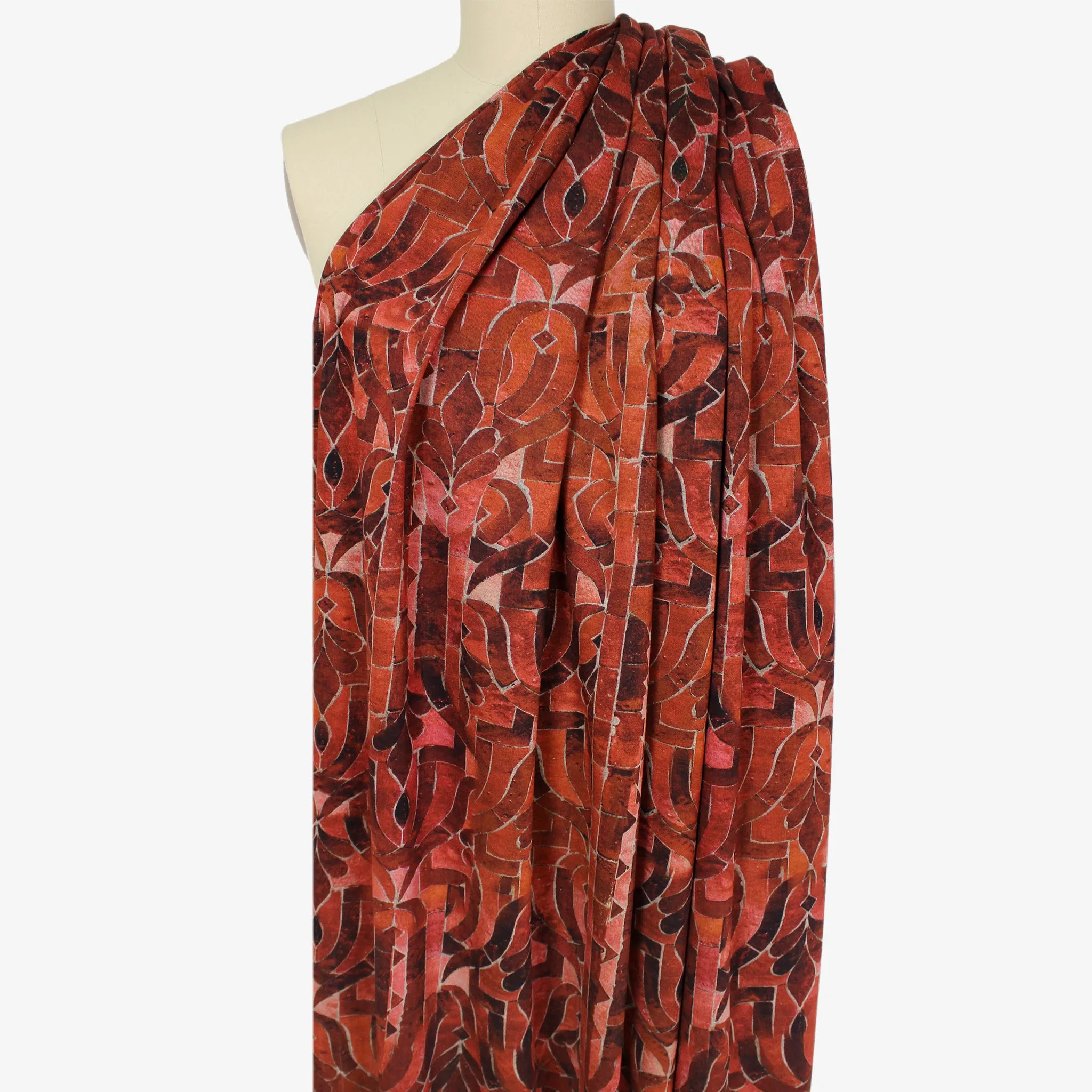 'stonework' drapey viscose blend doubleknit, Oeko-Tex cert.- spice