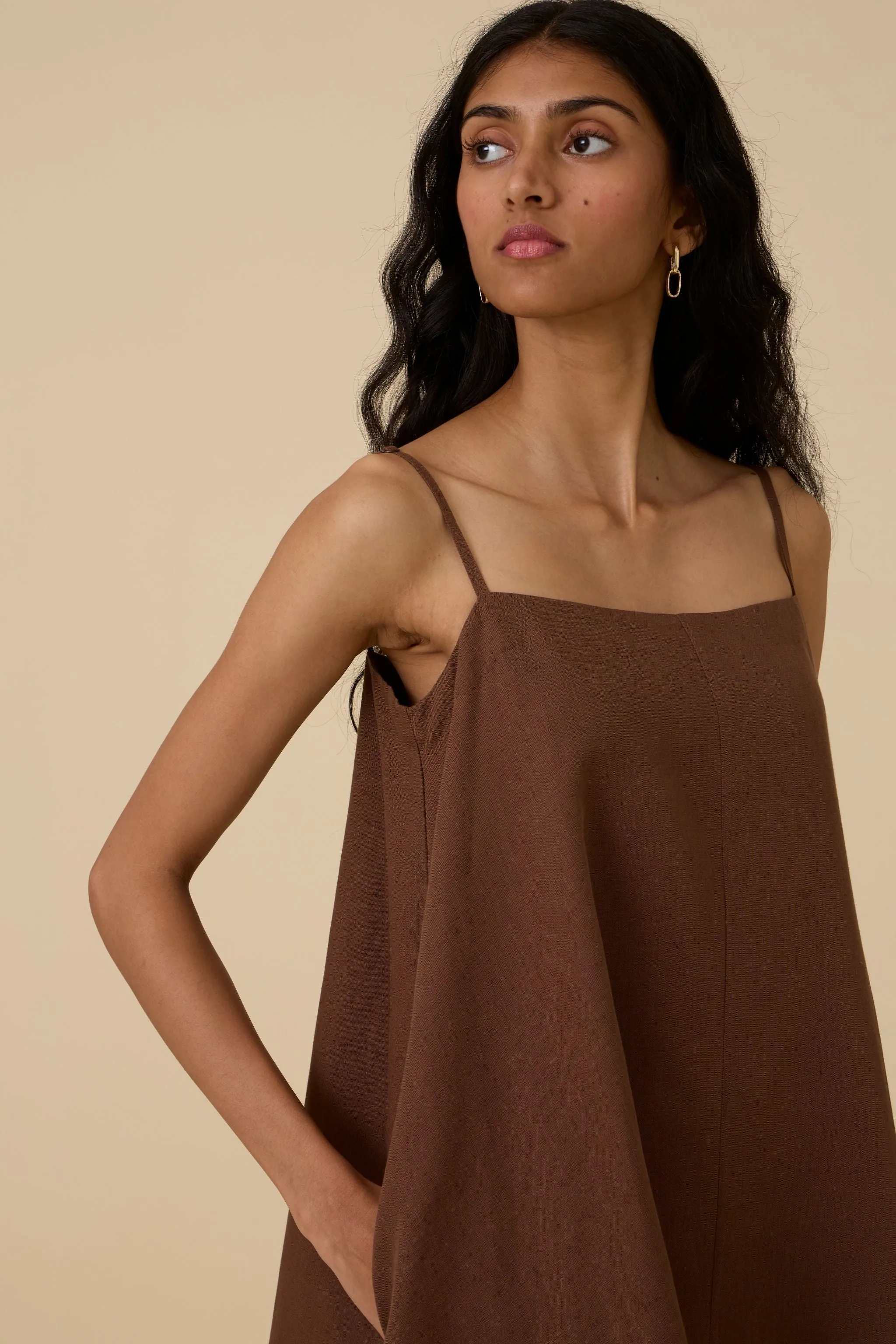 Talib Brown Slip Dress