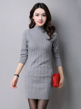 TastyHottie - Knitted Cashmer Thick Sweater Dress Warm Women Cotton Straight Dress