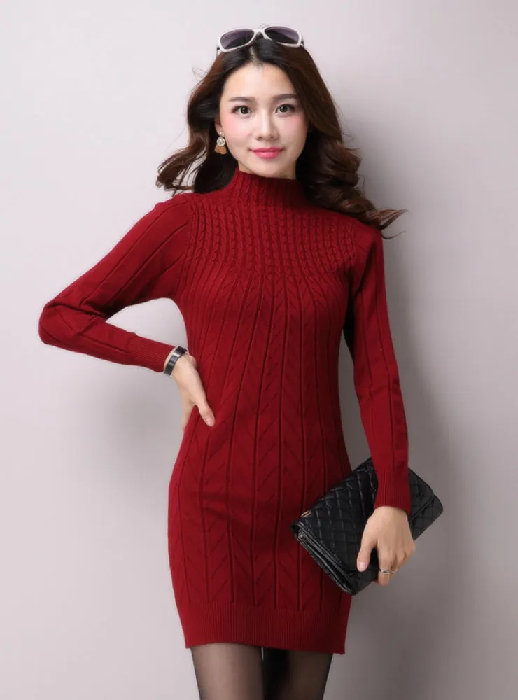 TastyHottie - Knitted Cashmer Thick Sweater Dress Warm Women Cotton Straight Dress