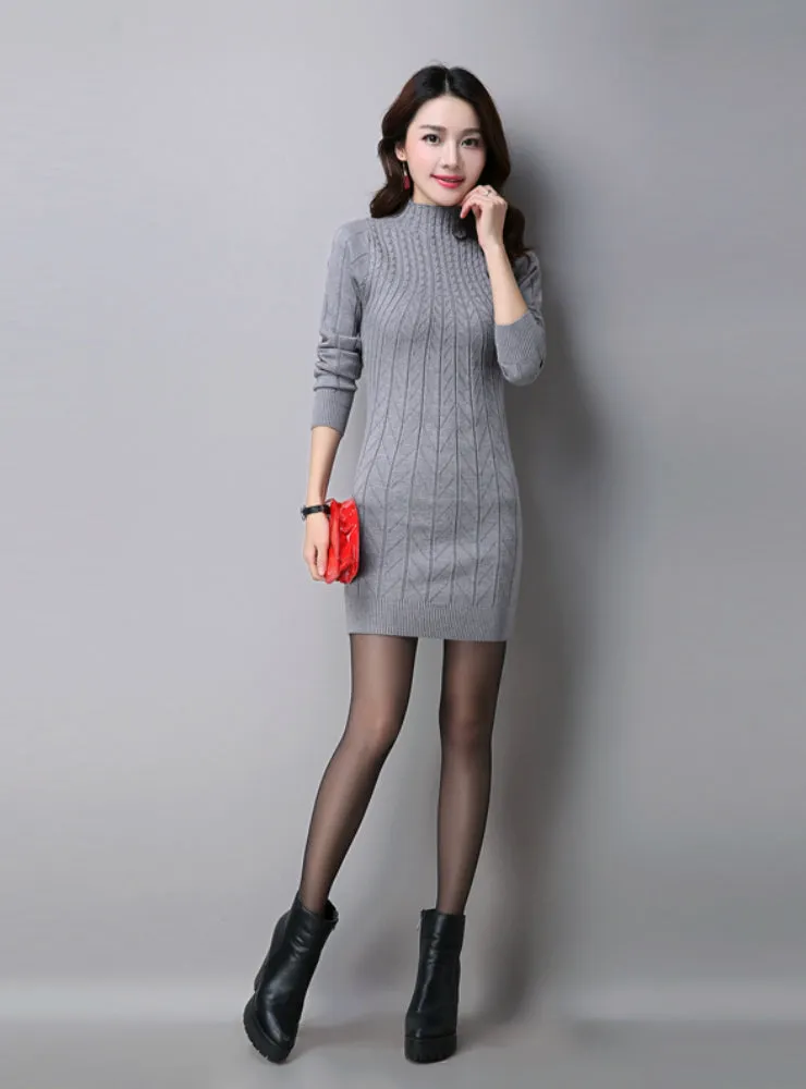 TastyHottie - Knitted Cashmer Thick Sweater Dress Warm Women Cotton Straight Dress