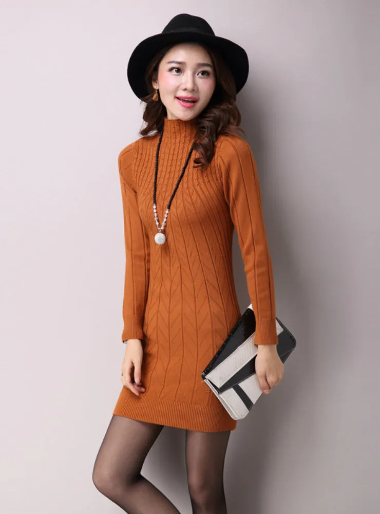 TastyHottie - Knitted Cashmer Thick Sweater Dress Warm Women Cotton Straight Dress
