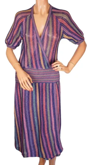 Vintage 1970s Missoni For Bloomingdales Knit Linen Dress Ladies Size S Small