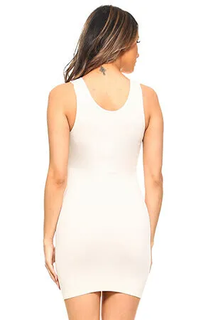 White Seamless Long Tank Slip Dress