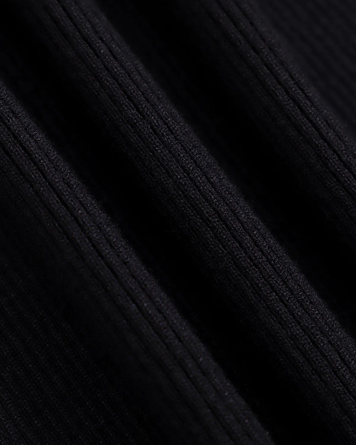 Women's Black Contrasting Ribbed Sweater Midi Dress