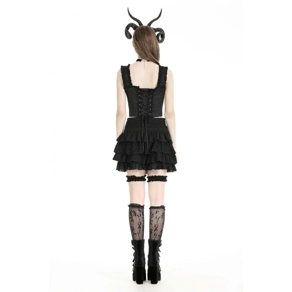 Women's Gothic Ruffled Lace-up Overbust Corset