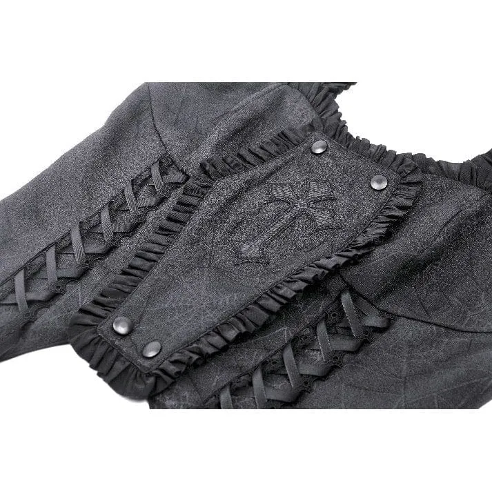 Women's Gothic Ruffled Lace-up Overbust Corset